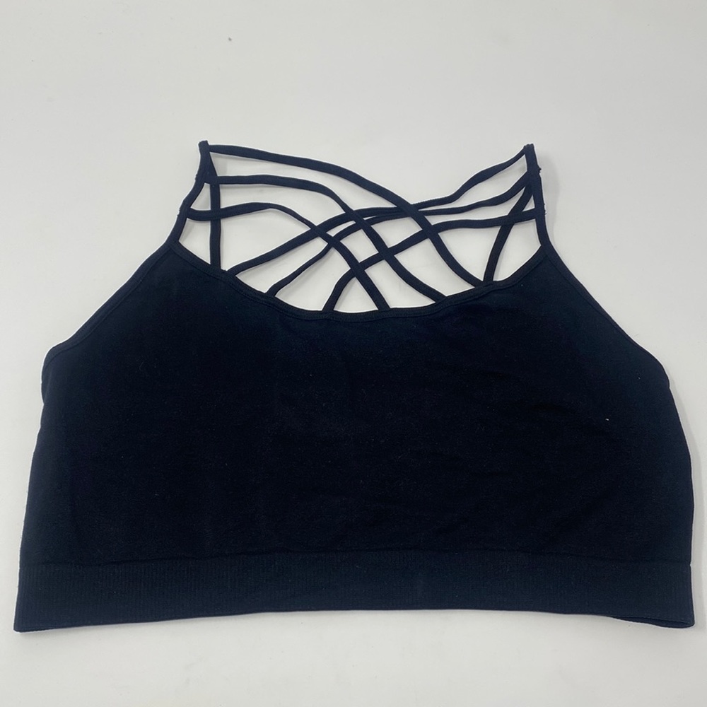 Zenana Outfitters Black Strappy Bra Size L/XL Excellent Used Condition